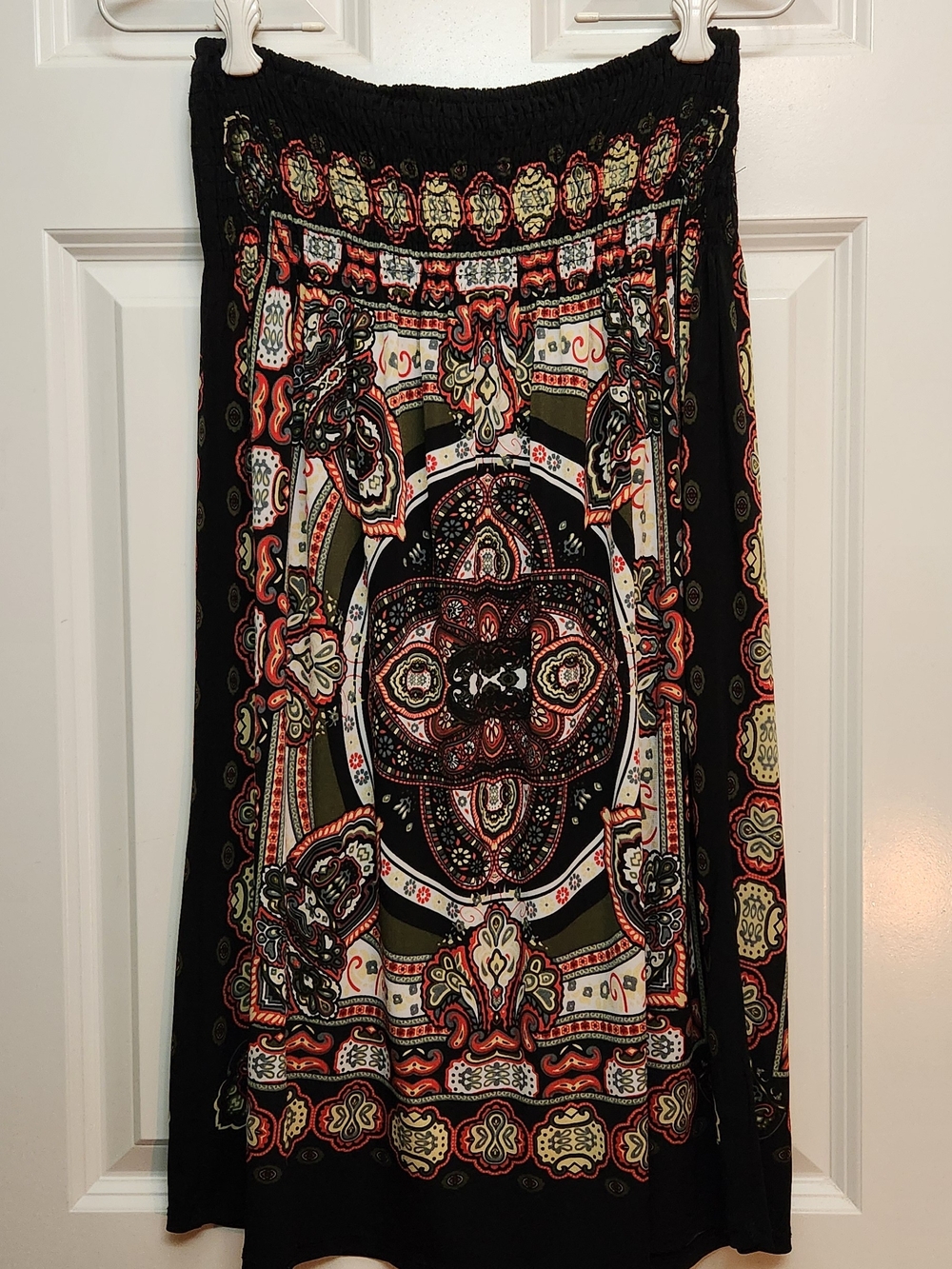 EPILOGUE Brand, Black Multicolor Bohemian Print Maxi Skirt. W-M.